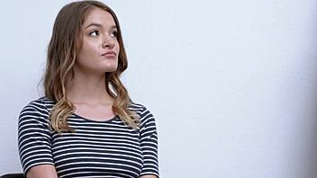 cute skinny shoplifter brunette experiences intense rough sex and roleplay in the store