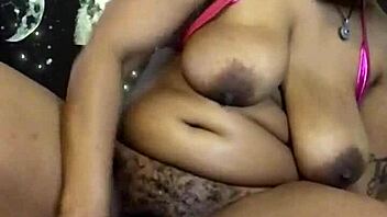 Lolabug in Tiny Pink Bikini Creams on Dildo During Solo Masturbation Session. Watch Her Hairy Ebony Pussy!