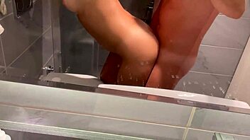 stepsister and i have sex in the bathroom shower, bent over doggystyle