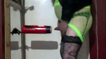Shy crossdresser enjoys using a sex machine