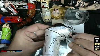 Little 18+ Grey Alien Gets Anal Dildo Art in Hardcore Milf Session. Painting Turns Wild!