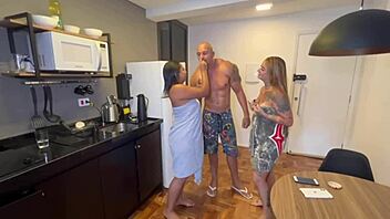 Latina roommate in costume gets ass opened by neighbor