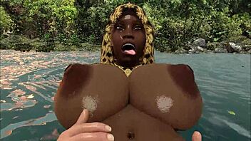 Tribal twins flaunt big afro tits and ass in anal fun