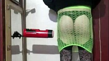Crossdresser Intensely Masturbates With Machine