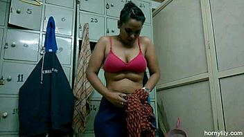 Big Boobs Tamil Indian Maid Lily Fingers Pussy in Bathroom