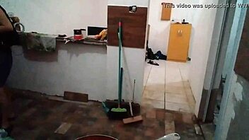 Blonde milf Stella Still shows big tits in kitchen full on red