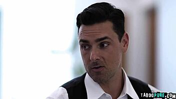 Arietta Adams swallows stepfather's cum after blowing him in the entranceway