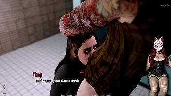 Rough blowjob in public toilet with intense cum in mouth