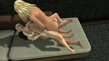 Beautiful threesome with dildo play and licking in nude orgy