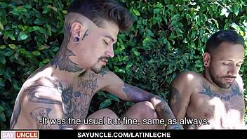 i’m overwhelmed watching latino cuties with tattoos bang poolside. first-time group heat feels so raw.