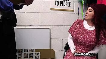 Redheaded milf caught stealing a bar and getting hardcore sex