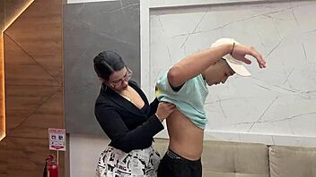 Can Latina MILF Secretary Kylei Ellish Handle Her Boss's Young Client's Monster Cock?