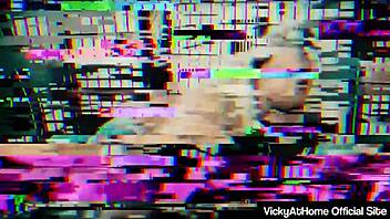 Blonde Vicky Vette receives cumshot on big tits after blowjob