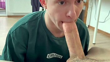 Gave my stepbrother a deep blowjob and licked his cum