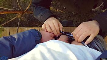 Hot milf pulls up cum-filled panties