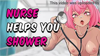 A role play game with a nurse giving a shower to a patient and more