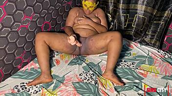 Home alone wife ENJOYING my HUGE dildo with her wet pussy