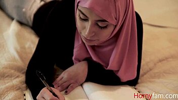 Ella Knox as Stepdaughter in Hijab Rides a White Cock