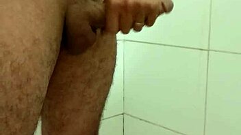 Skinny gay amateur rotates his monster cock in solo homemade masturbation