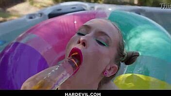 feeling insane pleasure from squirts, dp, and blowjob with blonde