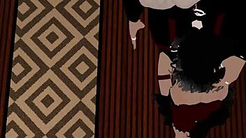 this fake police officer gets her dick sucked by a femboy in the office at work.