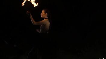 Teen elilith noir plays with fire while undressing, revealing her beautiful big ass