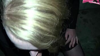 Public walk of shame with cum on face - German homemade video