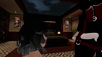 this fake police officer gets her dick sucked by a femboy in the office at work.