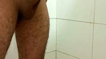 Skinny gay amateur rotates his monster cock in solo homemade masturbation