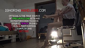 why does the hot nerdy blonde secretary with glasses make him cum into a glass bottle?