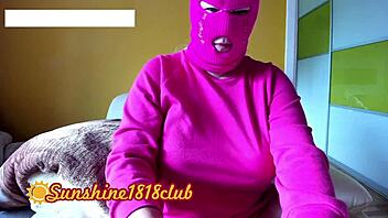 big boobs girl in ski mask does live webcam recording on october 20th