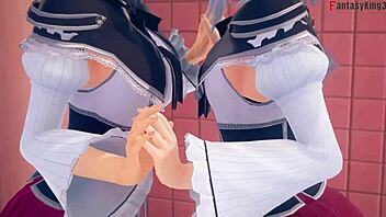 Watch Koneko and Xenovia in lesbian action!