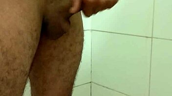 Skinny gay amateur rotates his monster cock in solo homemade masturbation