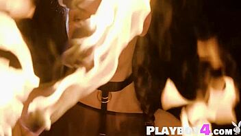 Teen elilith noir plays with fire while undressing, revealing her beautiful big ass