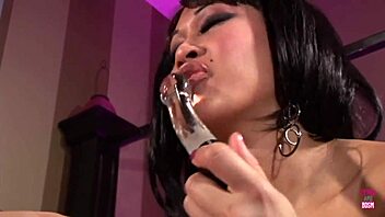 three brunette lesbians explore bdsm with strapons, fingering, leather gear, and intense anal fucking among themselves