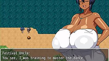 Tanned Girl Natsuki In Hentai Game Episode 11 Gets Masturbated On By Village Chief While Changing In Public