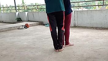 Seduced Neighbor’s Hot Wife on Rooftop for Painful Hard Fuck