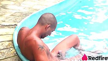 Alessandra Marques grabs a hung stud by the pool to bang raw and hard!