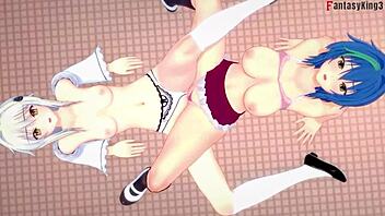 Watch Koneko and Xenovia in lesbian action!