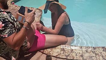 Random Guy Vacation Pool Blowjob Cum Covered