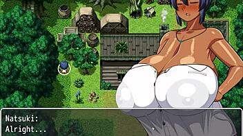 Tanned Girl Natsuki In Hentai Game Episode 11 Gets Masturbated On By Village Chief While Changing In Public