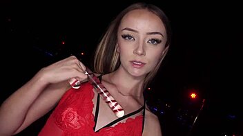 Redhead Teases With Striptease And Wet Pussy Riding Big Cock On Christmas