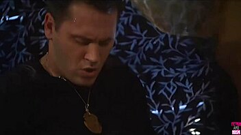 Brunette maid in stockings threesomes with boss and friend, big cock cumshot 😏