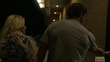 Blonde milf's shaved pussy teased under desk ignites urge for intense reverse cowgirl action