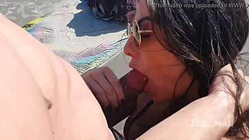 hot couple bangs hard on public beach