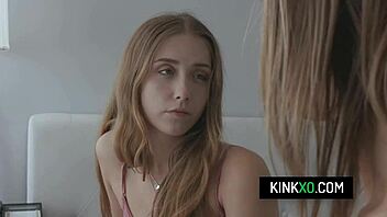 Slutty teen Audrey Hempburn shares boyfriend's cock with stepmom Christy Love.