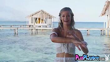 Gorgeous blonde milf Olivia Preston poses naked by the sea with stunning body