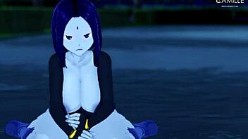 Raven gives joi with big thighs in forest, ending with facial