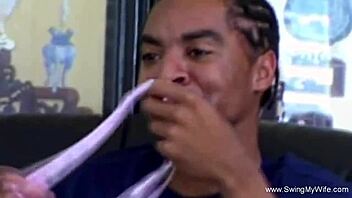 ebony wifey feels amazing getting banged by white cock in wild threesome. just watch her go!