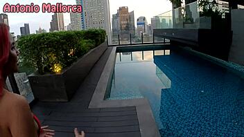 Slamming hot Thai redhead by poolside with Hunny Bunny